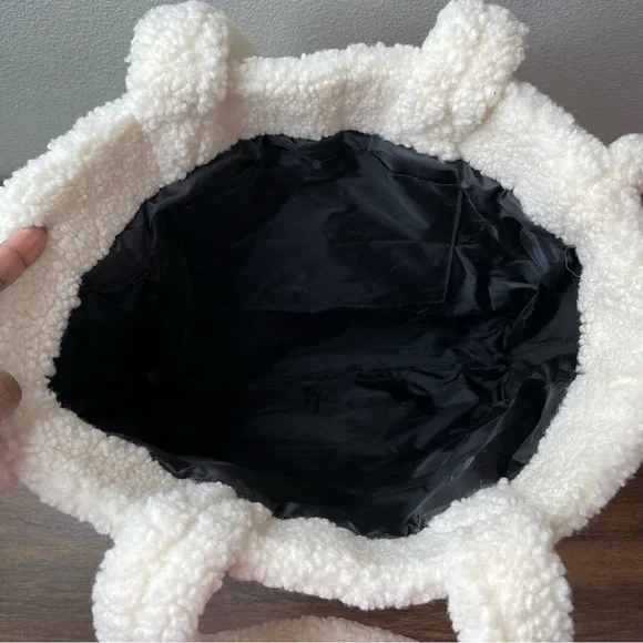 Victoria’s Secret Sherpa Tote Ivory Cream Reusable Shoulder Bag - Picture 10 of 13